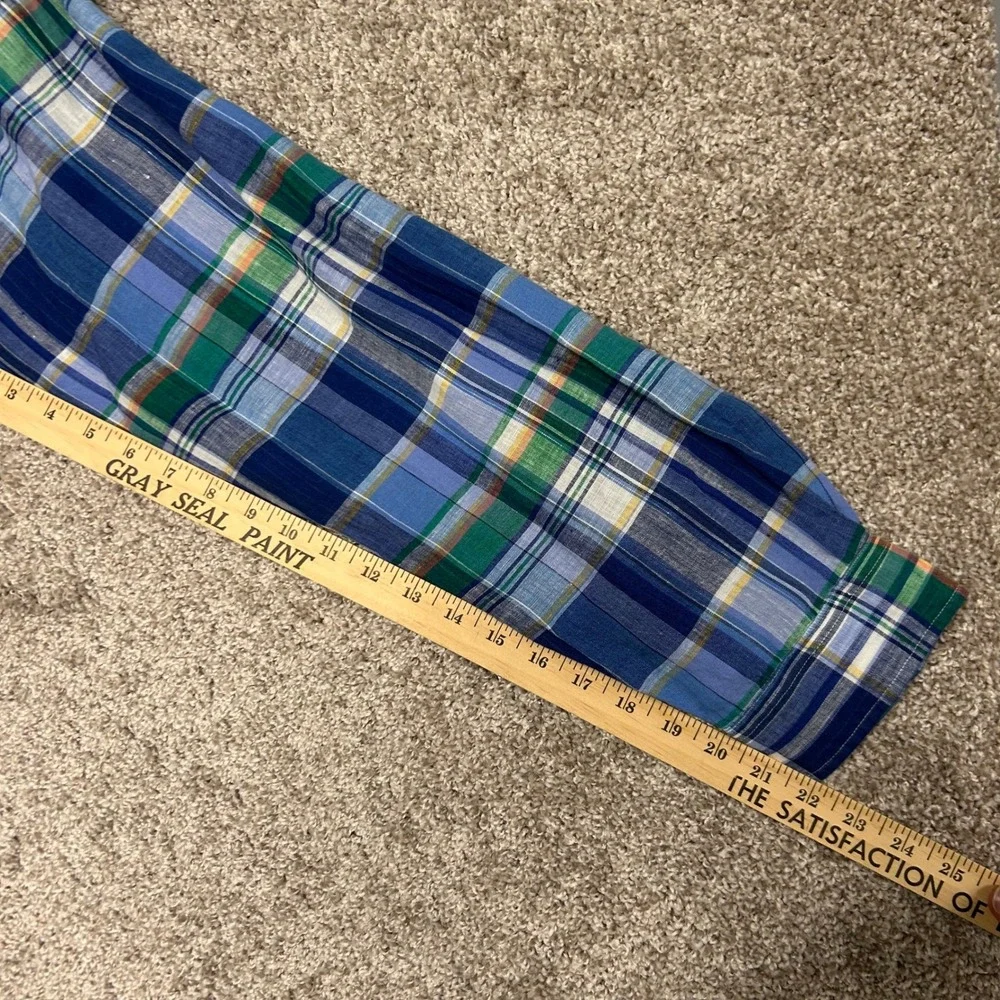 NWT Polo Ralph Lauren‎ Button Down Plaid Linen Shirt Men Size 2XB Blue Green